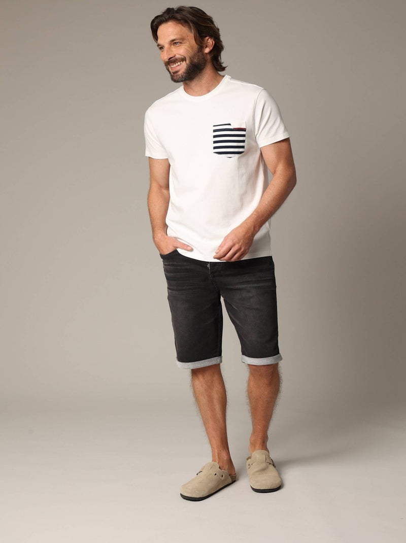 T-shirt classique en jersey de coton à manches courtes 'Deeluxe' Ecru - Kiabi