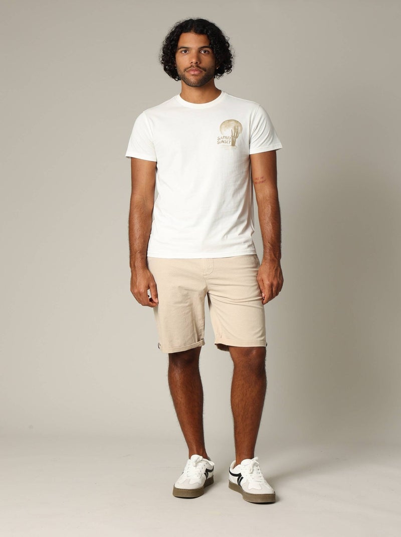 T-shirt classique en jersey de coton à manches courtes 'Deeluxe' Ecru - Kiabi