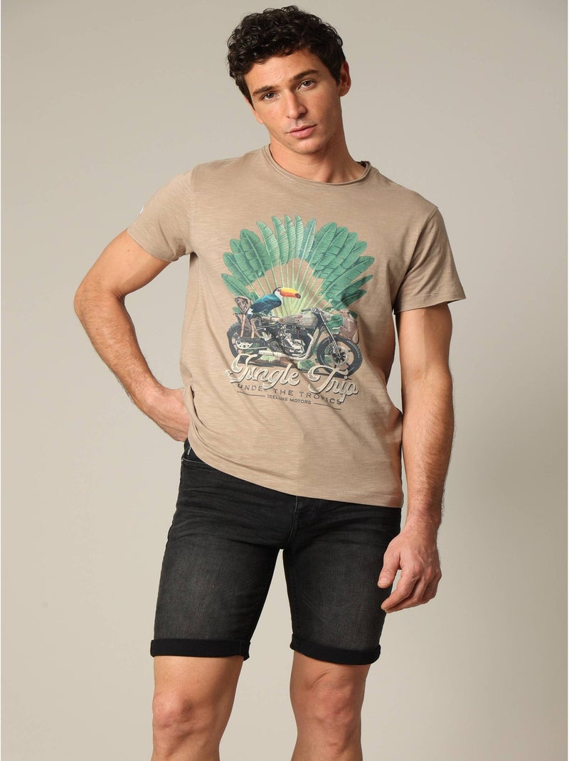 T-shirt classique en jersey de coton avec imprimé 'Deeluxe' Beige sable - Kiabi