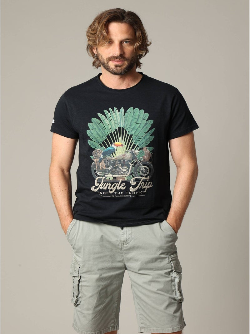 T-shirt classique en jersey de coton avec imprimé 'Deeluxe' gris anthracite - Kiabi