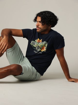 T-shirt classique en jersey de coton avec imprimé jungle safari 'Deeluxe'