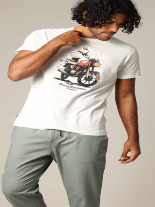T-shirt classique en jersey de coton avec imprimé moto 'Deeluxe'