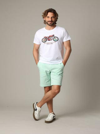 T-shirt classique en jersey de coton avec imprimé moto 'Deeluxe'