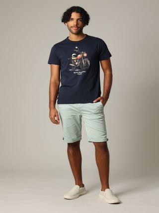 T-shirt classique en jersey de coton avec imprimé moto 'Deeluxe'