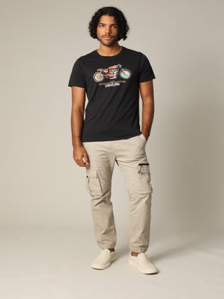 T-shirt classique en jersey de coton avec imprimé moto 'Deeluxe'