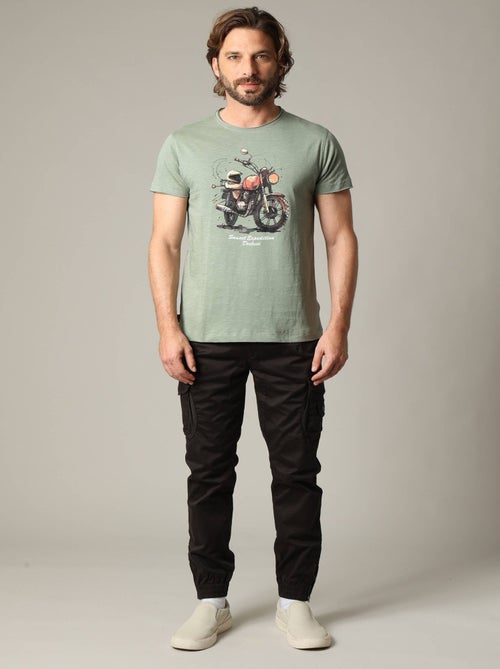 T-shirt classique en jersey de coton avec imprimé moto 'Deeluxe' - Kiabi