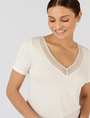 T-shirt Climatyl col dentelle - Damart