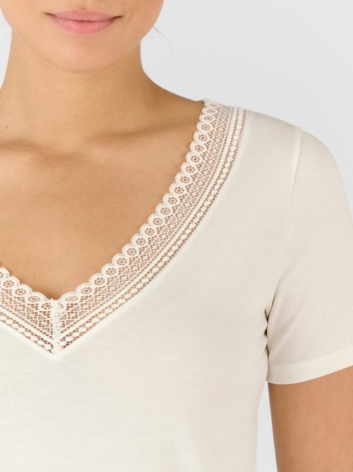 T-shirt Climatyl col dentelle - Damart - Kiabi