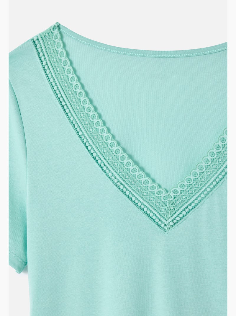 T-shirt Climatyl col dentelle - Damart Blanc - Kiabi