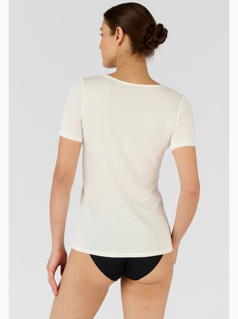 T-shirt Climatyl col dentelle - Damart Blanc - Kiabi
