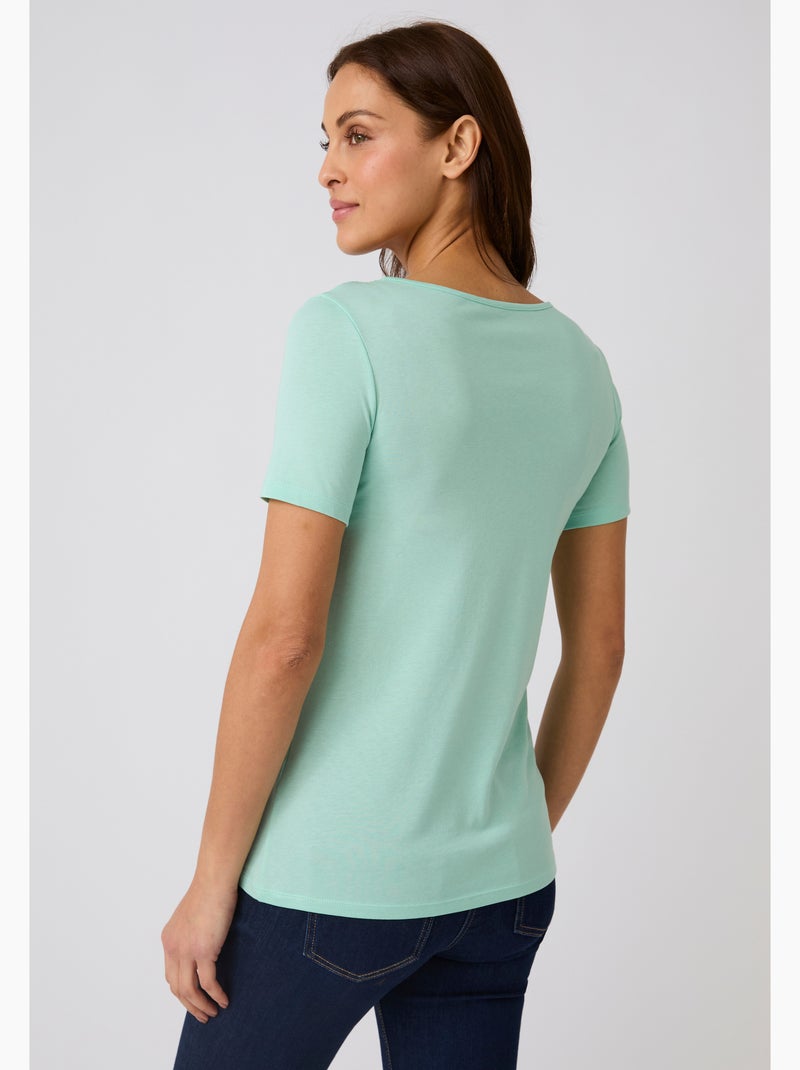 T-shirt Climatyl col dentelle - Damart Bleu - Kiabi