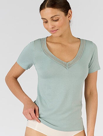 T-shirt Climatyl col dentelle - Damart