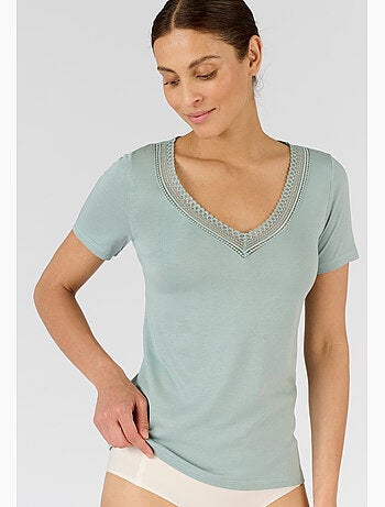 T-shirt Climatyl col dentelle - Damart