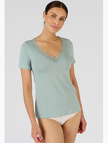T-shirt Climatyl col dentelle - Damart