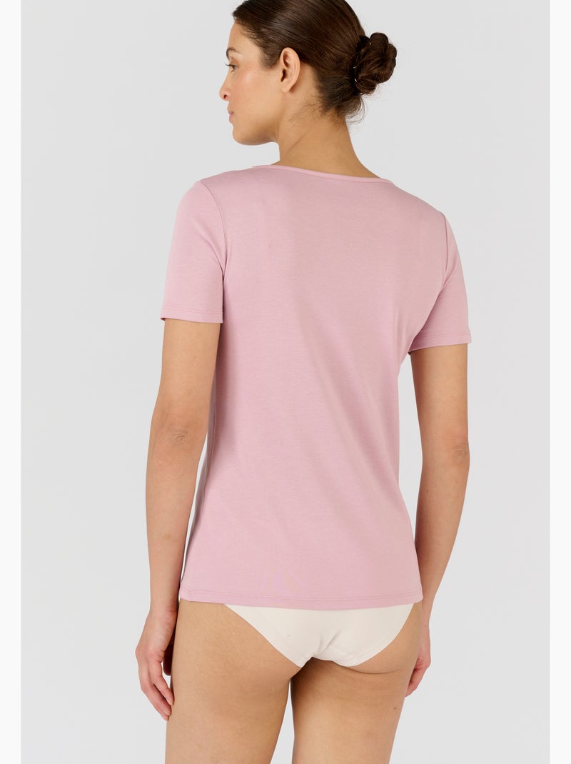 T-shirt Climatyl col dentelle - Damart Violet - Kiabi