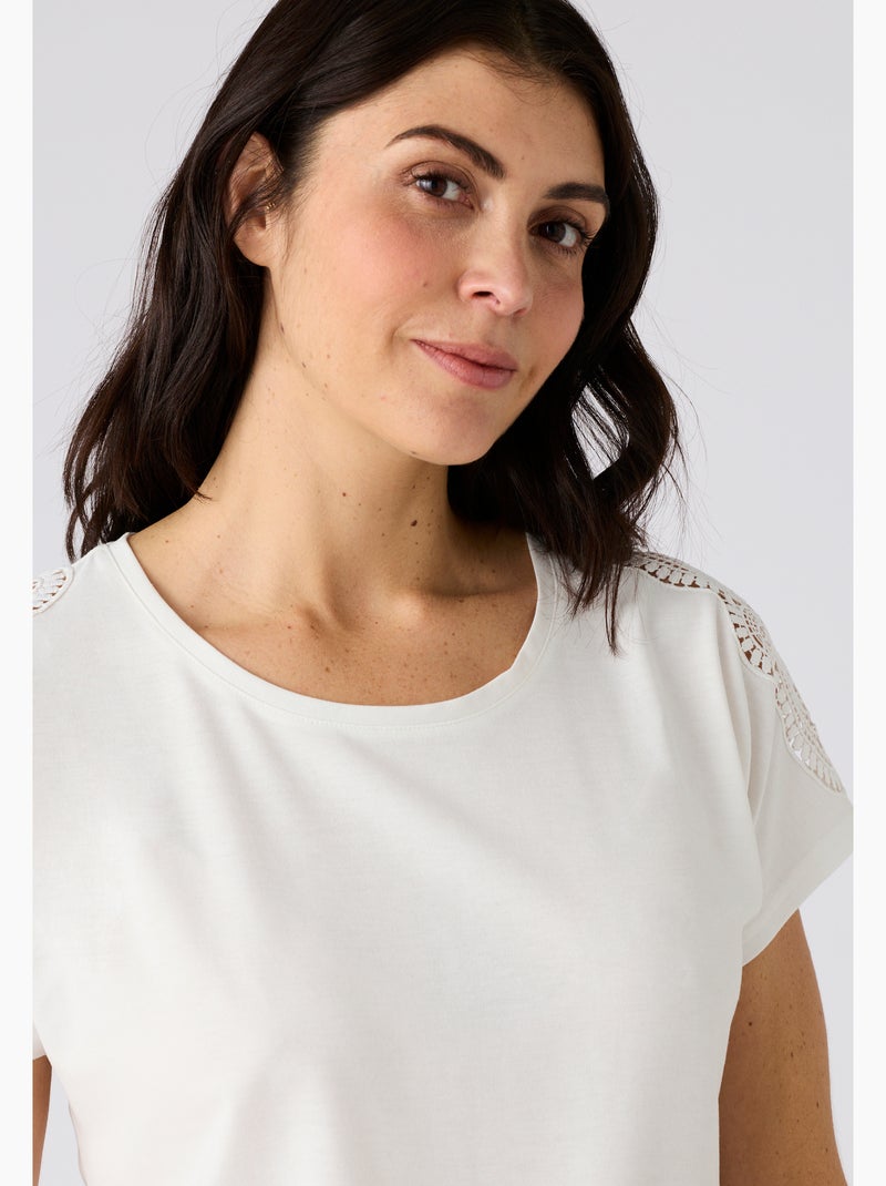 T-shirt Climatyl détail dentelle - Damart Blanc - Kiabi
