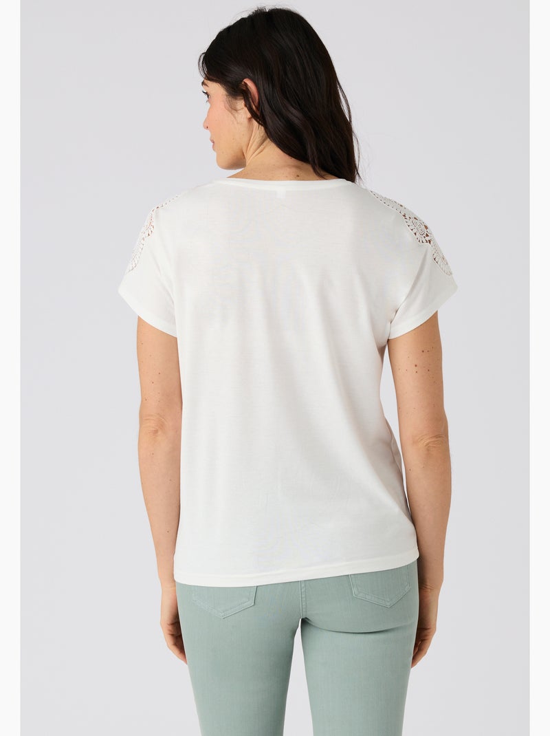 T-shirt Climatyl détail dentelle - Damart Blanc - Kiabi