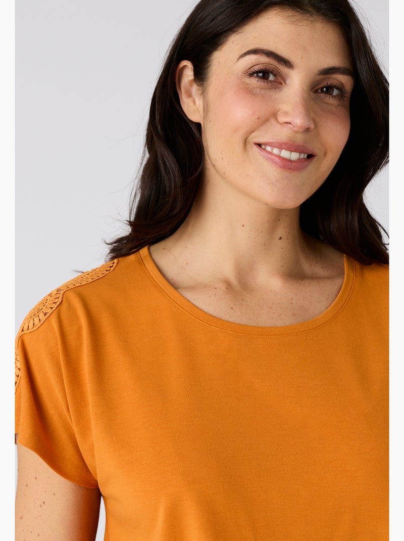 T-shirt climatyl détail dentelle - damart Orange - Kiabi