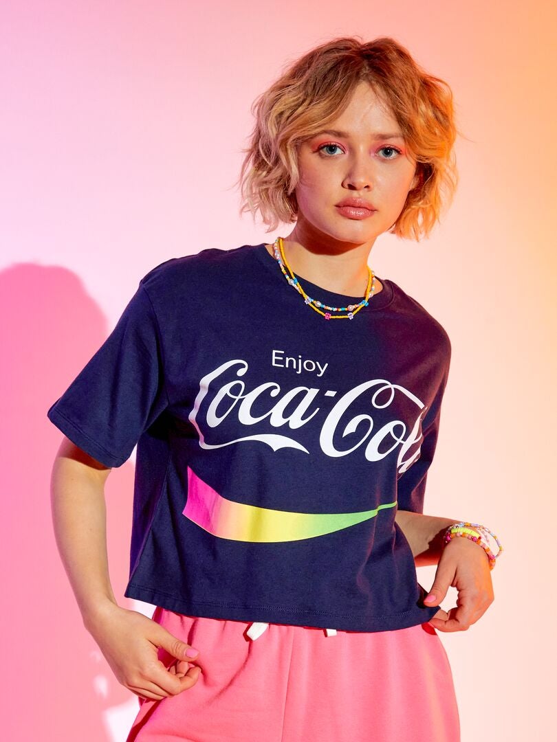 T-shirt 'Coca-Cola' cropped Noir - Kiabi