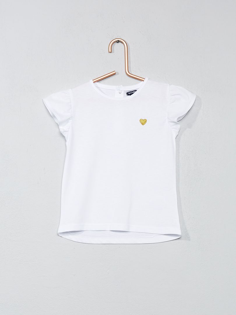 T-shirt coeur brillant blanc - Kiabi