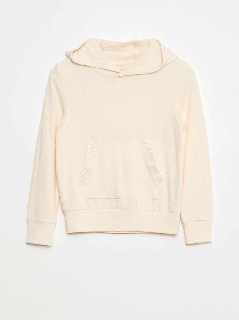 T-shirt col à capuche poche volantée uni Blanc - Kiabi