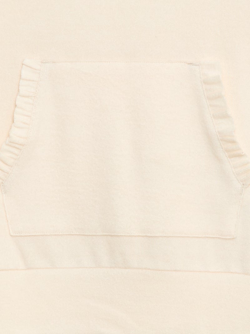 T-shirt col à capuche poche volantée uni Blanc - Kiabi