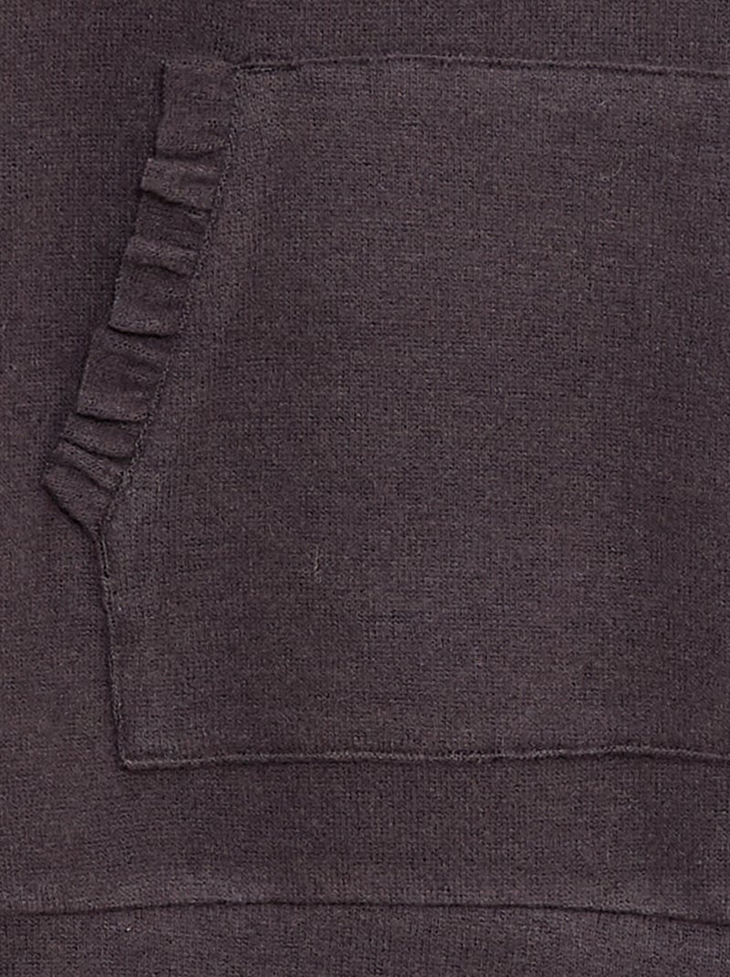 T-shirt col à capuche poche volantée uni Noir - Kiabi