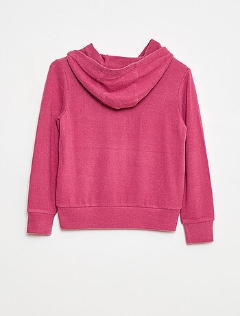 T-shirt col à capuche poche volantée uni