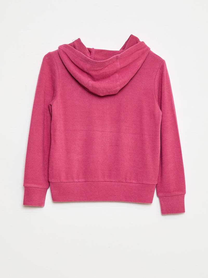 T-shirt col à capuche poche volantée uni Violet - Kiabi