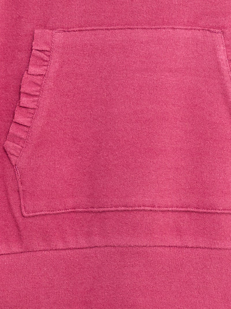 T-shirt col à capuche poche volantée uni Violet - Kiabi