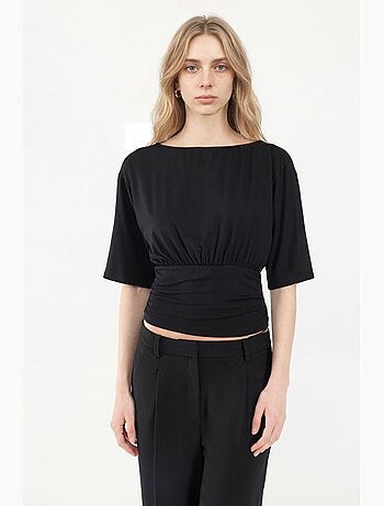 T-shirt col asymétrique maille douce manches courtes hiccup