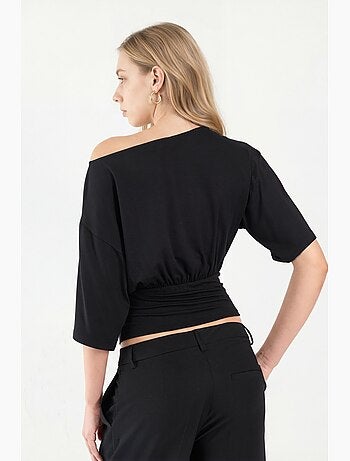 T-shirt col asymétrique maille douce manches courtes hiccup