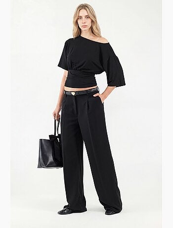 T-shirt col asymétrique maille douce manches courtes hiccup