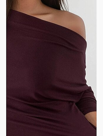 T-shirt col asymétrique maille extensible manches longues hiccup