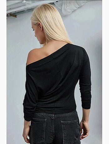 T-shirt col asymétrique maille extensible manches longues hiccup