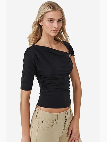 T-shirt col asymétrique maille manches longues hiccup