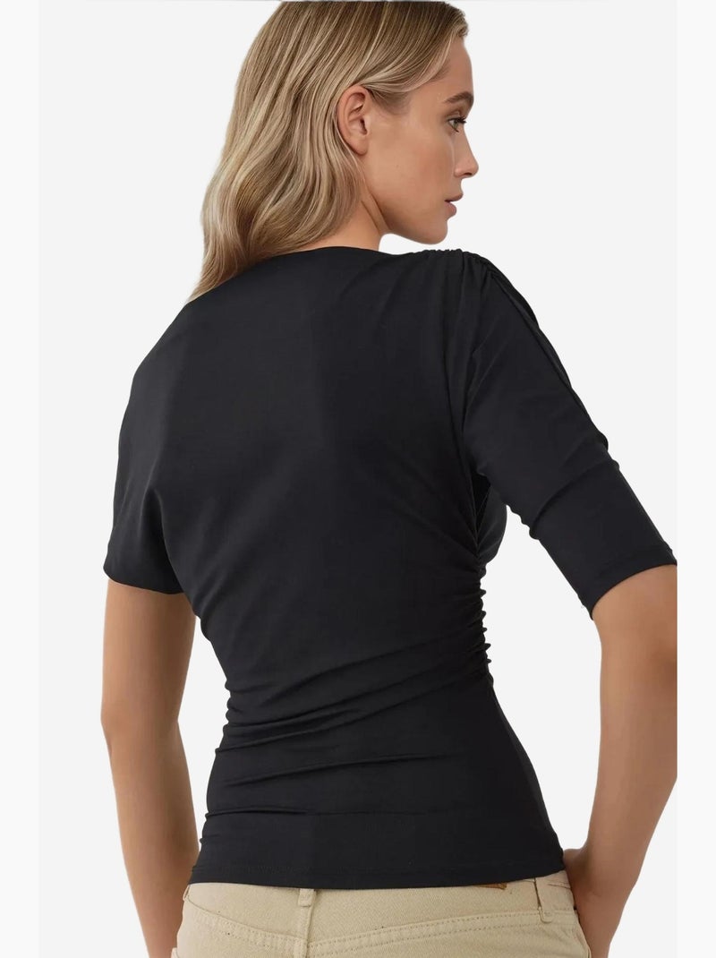 T-shirt col asymétrique maille manches longues hiccup Noir - Kiabi