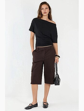 T-shirt col asymétrique maille viscose douce manches courtes hiccup