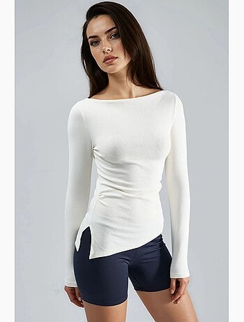 T-shirt col bateau coton manches longues busem