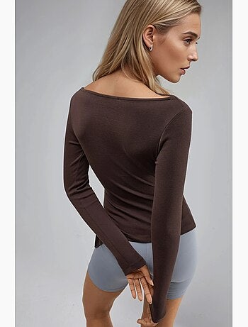 T-shirt col bateau coton manches longues busem