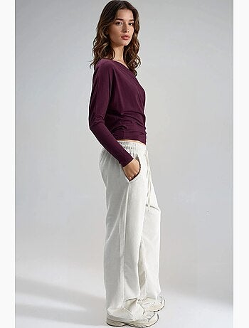 T-shirt col bateau drapé manches longues busem