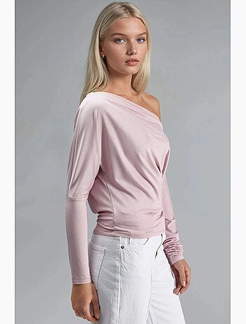 T-shirt col bateau drapé manches longues busem