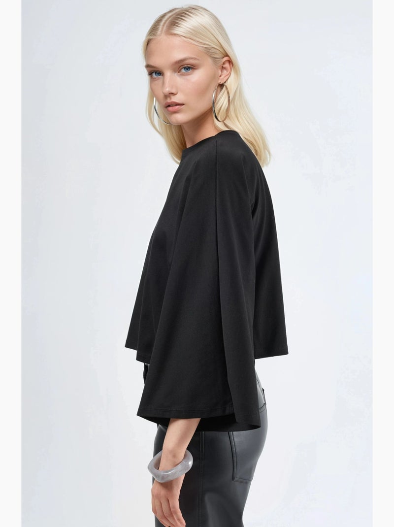 T-shirt col bateau manches longues coupe ample busem Noir - Kiabi