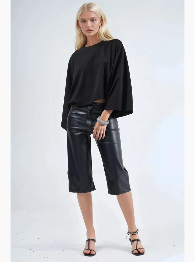 T-shirt col bateau manches longues coupe ample busem Noir - Kiabi