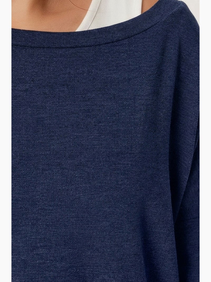 T-shirt col bateau manches longues istanbul Bleu marine - Kiabi