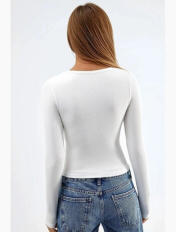 T-shirt col boutonné élastique manches longues busem