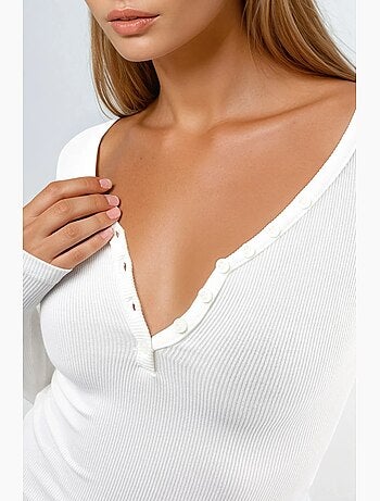 T-shirt col boutonné élastique manches longues busem