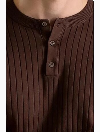 T-shirt col boutonné manches longues ajusté giesto