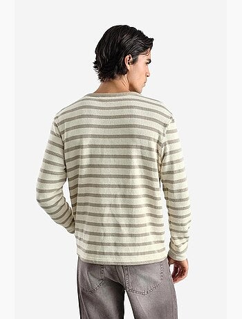 T-shirt col boutonné manches longues rayé giesto