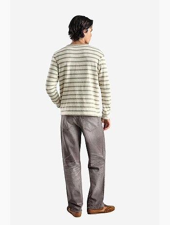 T-shirt col boutonné manches longues rayé giesto
